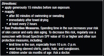 Directions: Apply Generously 15 Minutes Before Sun Exposure. Reapply: After 80 Minutes Of Swimming Or Sweating. Immediately After Towel Drying. At Least Every 2 Hours. (Dmk Md Satinscreen Instructions For Use)